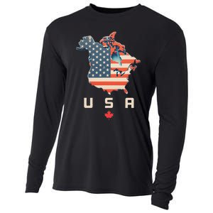 With Canada And Usa Map Annex America’S 51st State! Cooling Performance Long Sleeve Crew