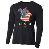 With Canada And Usa Map Annex America’S 51st State! Cooling Performance Long Sleeve Crew