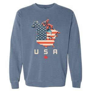 With Canada And Usa Map Annex America’S 51st State! Garment-Dyed Sweatshirt