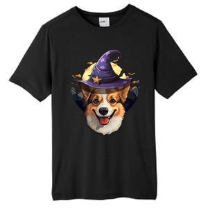 Witch Corgi Artwork Funny Halloween Corgi Gift Tall Fusion ChromaSoft Performance T-Shirt