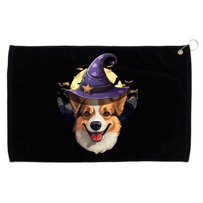 Witch Corgi Artwork Funny Halloween Corgi Gift Grommeted Golf Towel