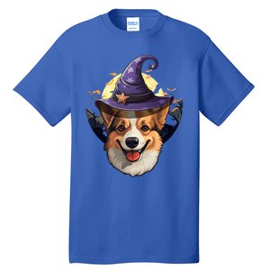 Witch Corgi Artwork Funny Halloween Corgi Gift Tall T-Shirt