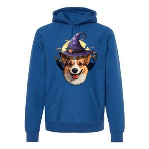 Witch Corgi Artwork Funny Halloween Corgi Gift Premium Hoodie