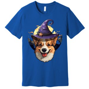 Witch Corgi Artwork Funny Halloween Corgi Gift Premium T-Shirt