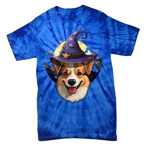 Witch Corgi Artwork Funny Halloween Corgi Gift Tie-Dye T-Shirt