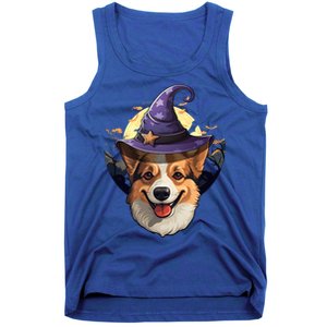 Witch Corgi Artwork Funny Halloween Corgi Gift Tank Top