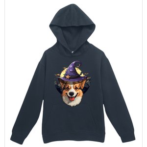 Witch Corgi Artwork Funny Halloween Corgi Gift Urban Pullover Hoodie