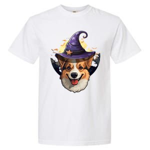 Witch Corgi Artwork Funny Halloween Corgi Gift Garment-Dyed Heavyweight T-Shirt