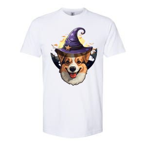 Witch Corgi Artwork Funny Halloween Corgi Gift Softstyle CVC T-Shirt