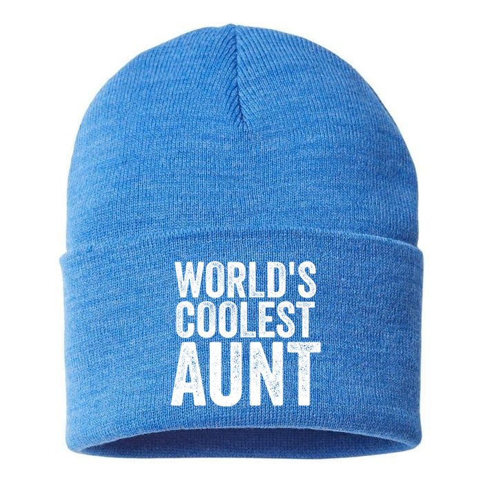 Worlds Coolest Aunt Mom Sister Mothers Day Gift Sustainable Knit Beanie