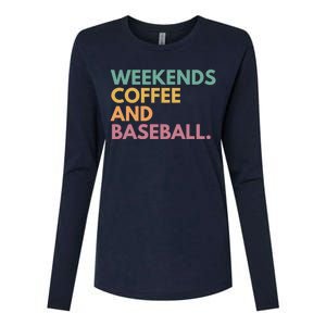 Weekends Coffee And Baseball Womens Cotton Relaxed Long Sleeve T-Shirt