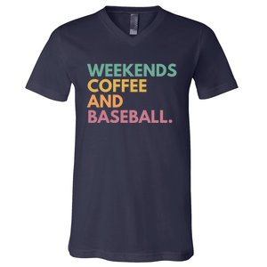 Weekends Coffee And Baseball V-Neck T-Shirt