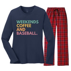 Weekends Coffee And Baseball Women's Long Sleeve Flannel Pajama Set 