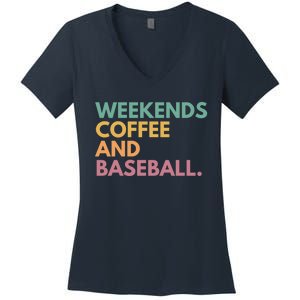 Weekends Coffee And Baseball Women's V-Neck T-Shirt