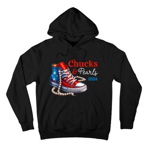 Women Chucks And Pearls 2024 Im With Her Kamala Gift Hoodie