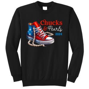 Women Chucks And Pearls 2024 Im With Her Kamala Gift Sweatshirt