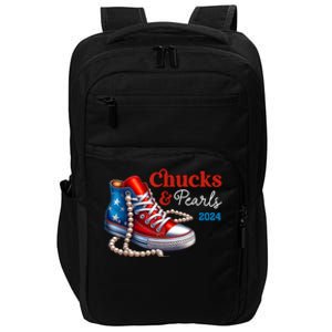 Women Chucks And Pearls 2024 Im With Her Kamala Gift Impact Tech Backpack