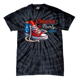 Women Chucks And Pearls 2024 Im With Her Kamala Gift Tie-Dye T-Shirt