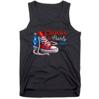 Women Chucks And Pearls 2024 Im With Her Kamala Gift Tank Top