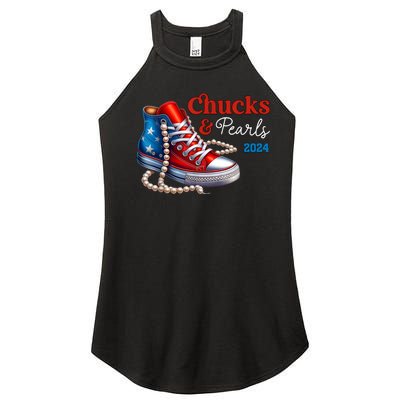 Women Chucks And Pearls 2024 Im With Her Kamala Gift Women’s Perfect Tri Rocker Tank