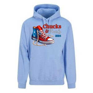 Women Chucks And Pearls 2024 Im With Her Kamala Gift Unisex Surf Hoodie