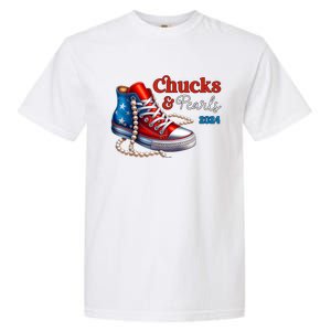 Women Chucks And Pearls 2024 Im With Her Kamala Gift Garment-Dyed Heavyweight T-Shirt