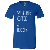 Weekends Coffee And Hockey Saying Hockey Lover Cool Gift V-Neck T-Shirt