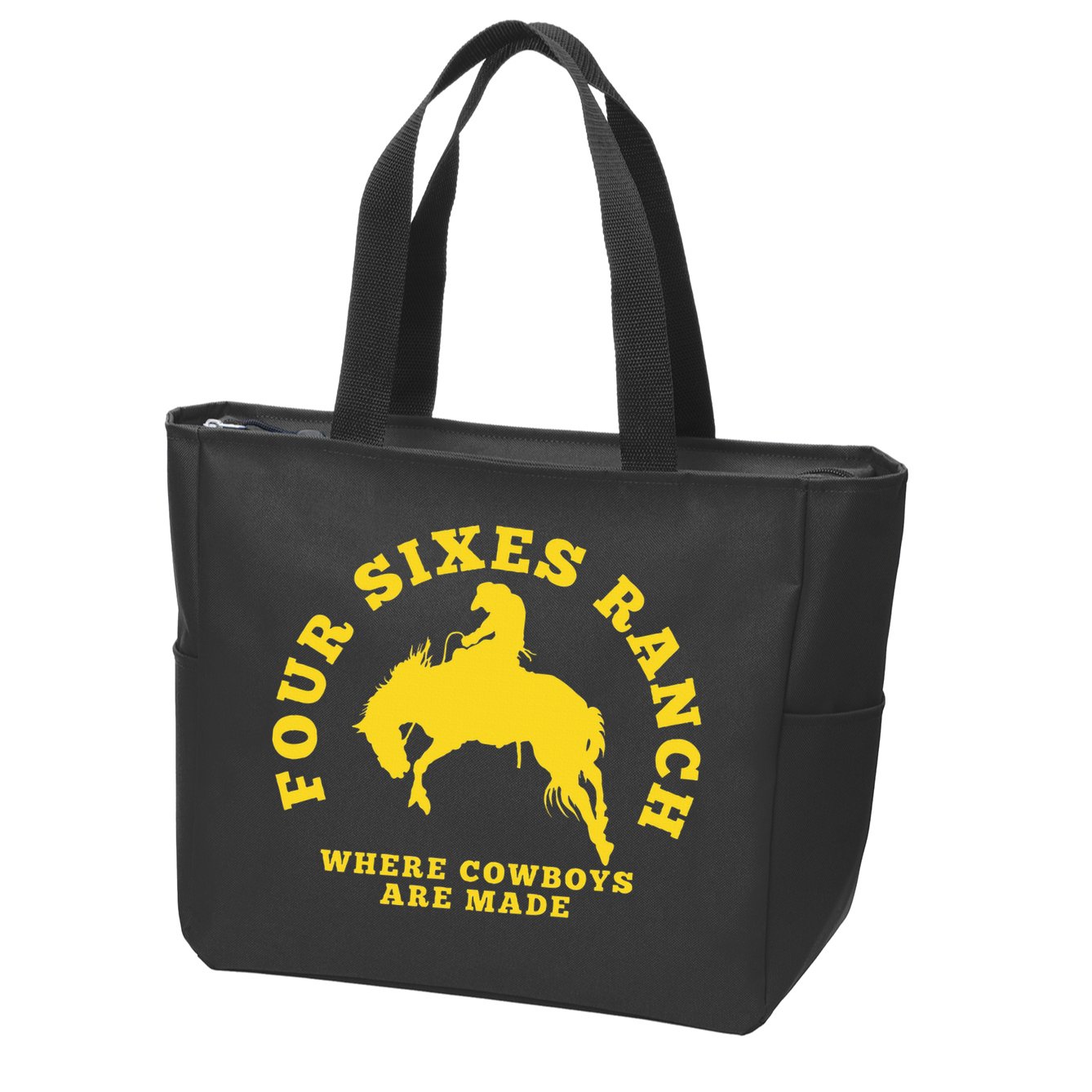 Where Cowboys Are Made Four Sixes Ranch Zip Tote Bag