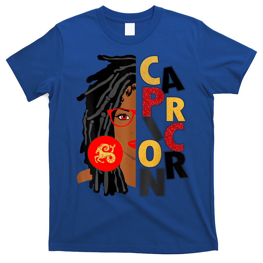 Wo Capricorn Afro Locs Zodiac Signs Birthday Gift T-Shirt