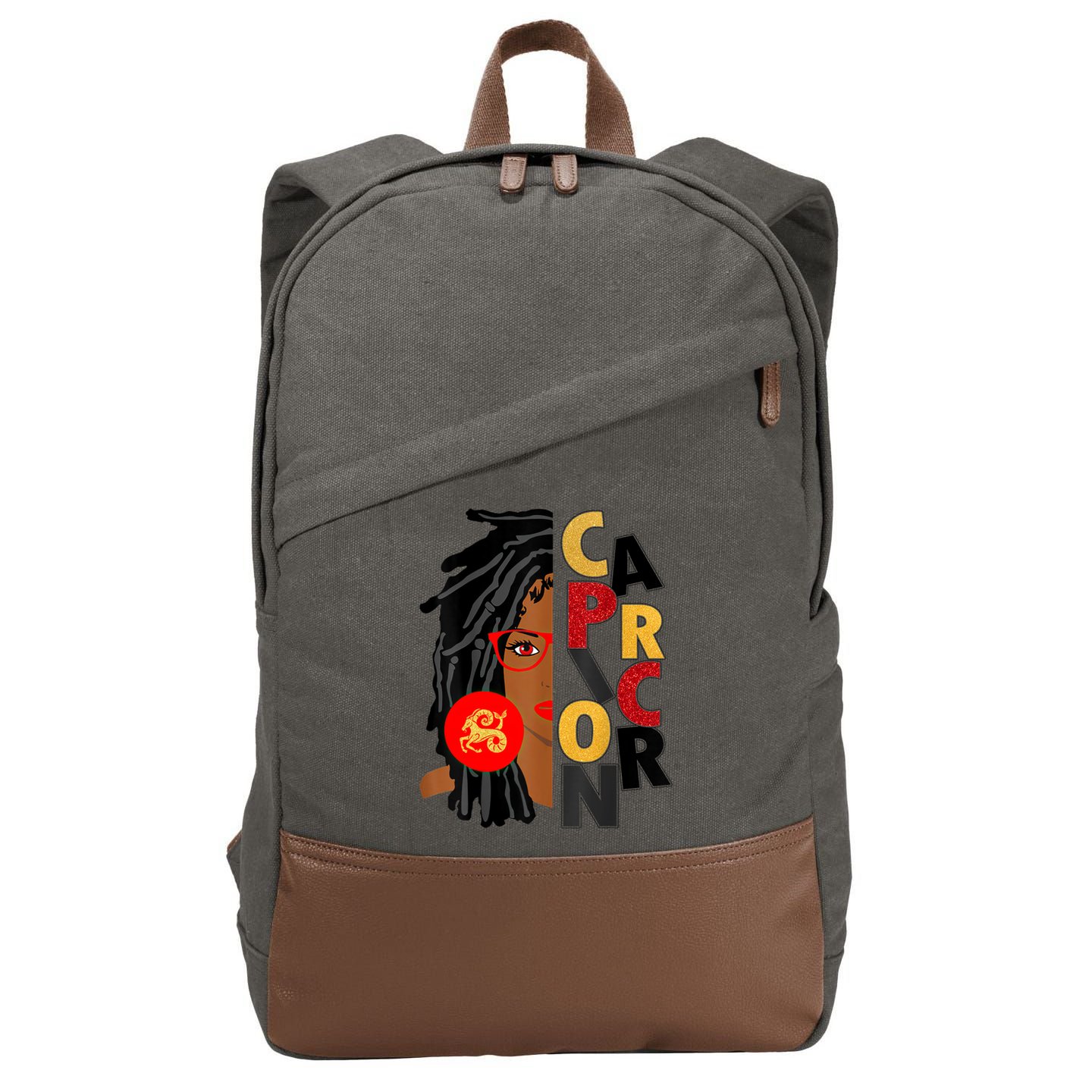 Wo Capricorn Afro Locs Zodiac Signs Birthday Gift Cotton Canvas Backpack