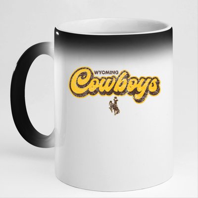 Wyoming Cowboys Apparel Bubble Script Gift 11oz Black Color Changing Mug