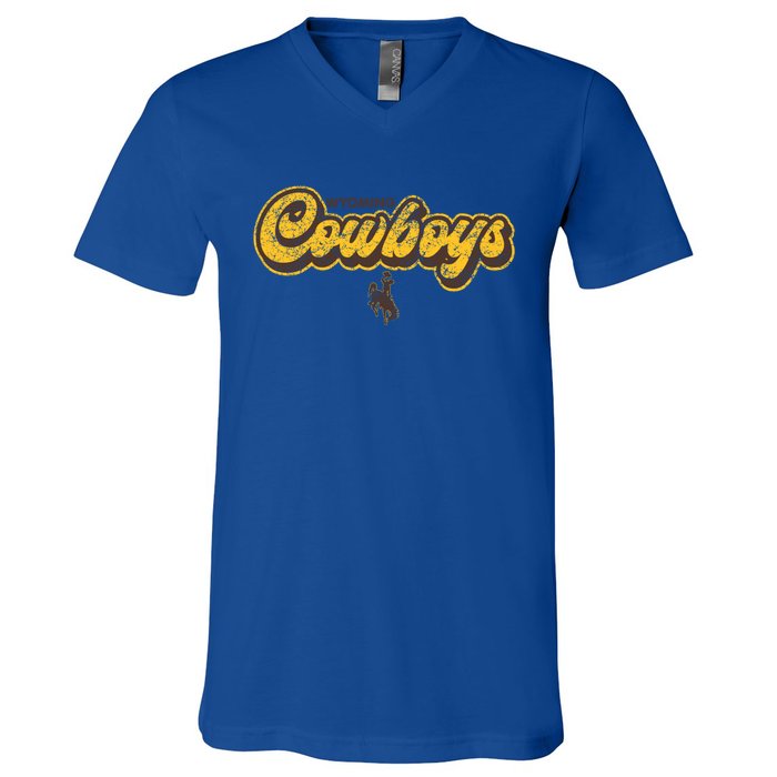 Wyoming Cowboys Apparel Bubble Script Gift V-Neck T-Shirt