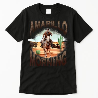 Western Cowboy Amarillo By Morning Country Music Tall T-Shirt