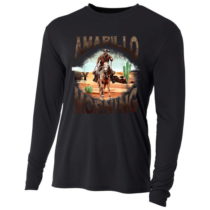 Western Cowboy Amarillo By Morning Country Music Cooling Performance Long Sleeve Crew