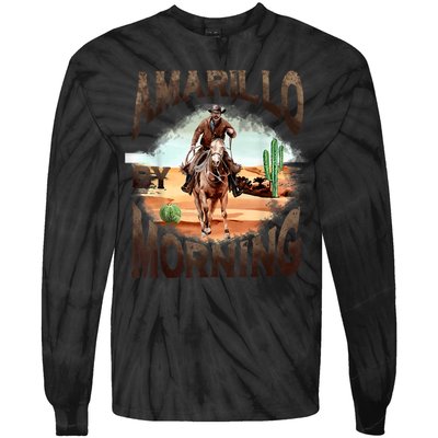 Western Cowboy Amarillo By Morning Country Music Tie-Dye Long Sleeve Shirt
