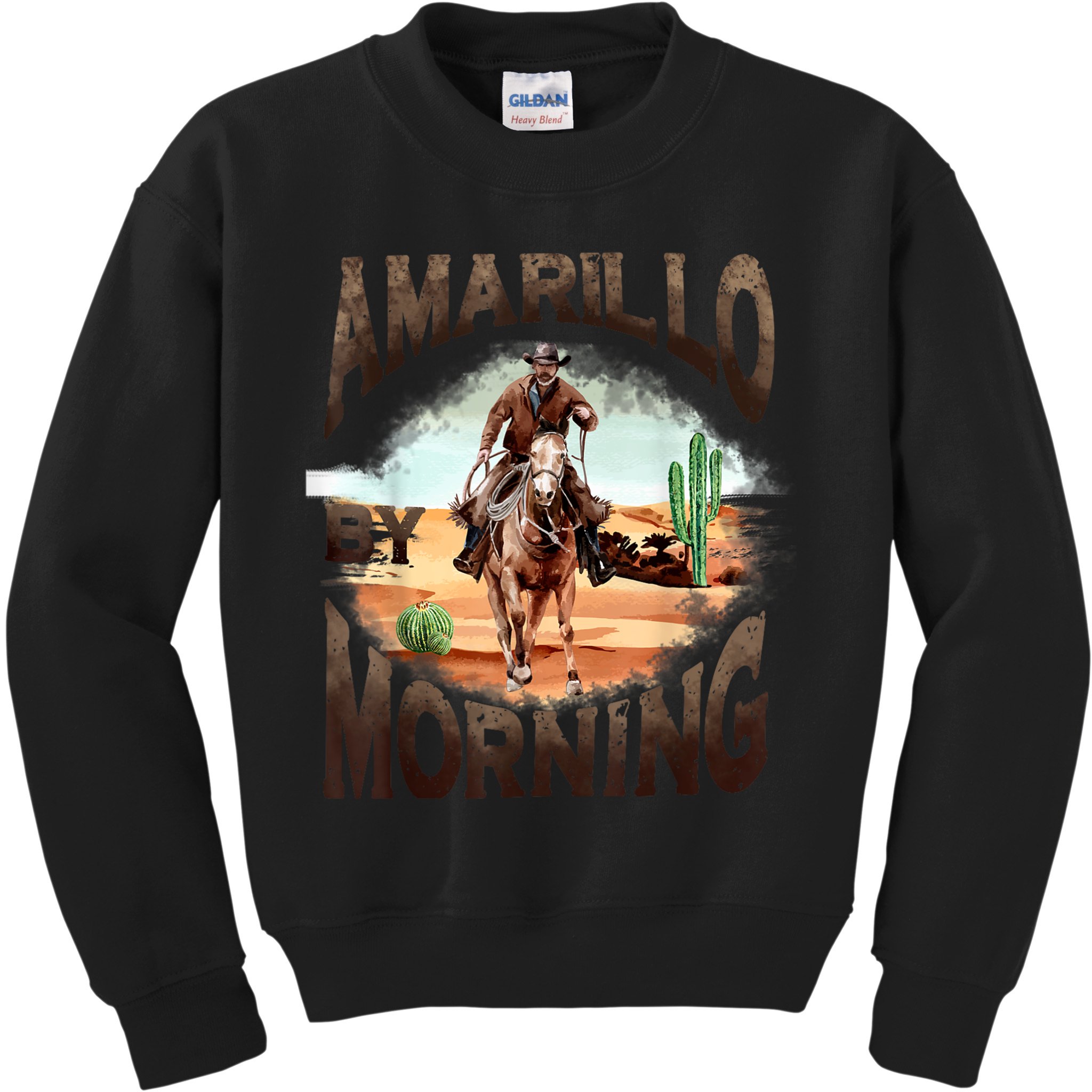 Western Cowboy Amarillo By Morning Country Music Kids Sweatshirt