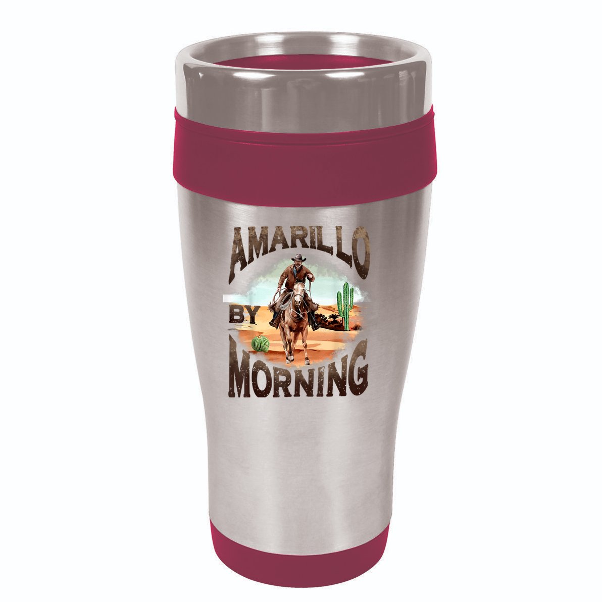 Western Cowboy Amarillo By Morning Country Music 16oz Travel Tumbler