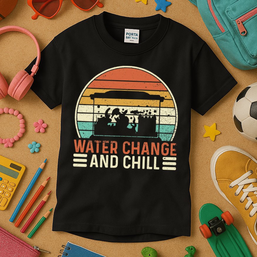 Water Change And Chill Fish Tank Lover Funny Aquarist Kids T-Shirt
