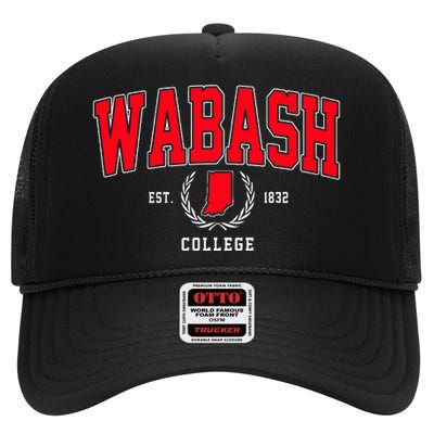 Wabash College Arch High Crown Mesh Back Trucker Hat