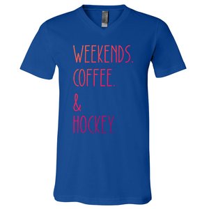 Weekends Coffee And Hockey Saying Hockey Lover Cool Gift V-Neck T-Shirt