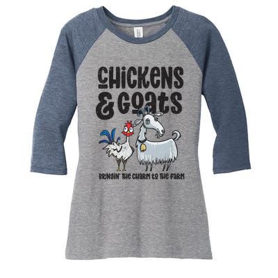 WoS Chickens And Goats Funny Farm For Goat Farmers Women's Tri-Blend 3/4-Sleeve Raglan Shirt