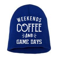 Weekends Coffee And Game Days Gift Baseball Soccer Mom Gift Short Acrylic Beanie