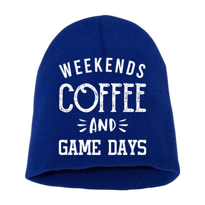 Weekends Coffee And Game Days Gift Baseball Soccer Mom Gift Short Acrylic Beanie