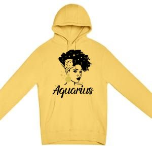 Wo Cute Aquarius Messy Bun Zodiac Lover Gift Premium Pullover Hoodie