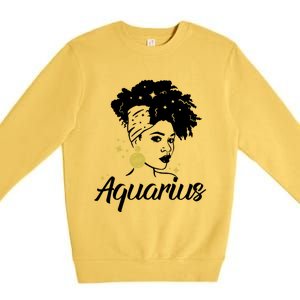 Wo Cute Aquarius Messy Bun Zodiac Lover Gift Premium Crewneck Sweatshirt