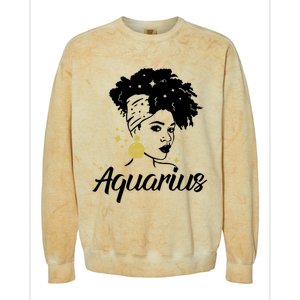 Wo Cute Aquarius Messy Bun Zodiac Lover Gift Colorblast Crewneck Sweatshirt