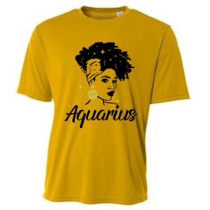 Wo Cute Aquarius Messy Bun Zodiac Lover Gift Cooling Performance Crew T-Shirt