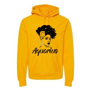 Wo Cute Aquarius Messy Bun Zodiac Lover Gift Premium Hoodie