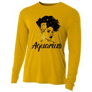 Wo Cute Aquarius Messy Bun Zodiac Lover Gift Cooling Performance Long Sleeve Crew