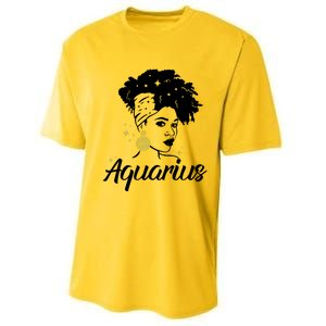 Wo Cute Aquarius Messy Bun Zodiac Lover Gift Performance Sprint T-Shirt